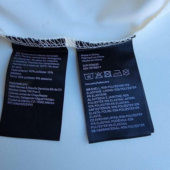 H&M Top Women's Blouse Stretch White Sleeveless V Neck Business Ivory Cream L - Picture 5 of 10